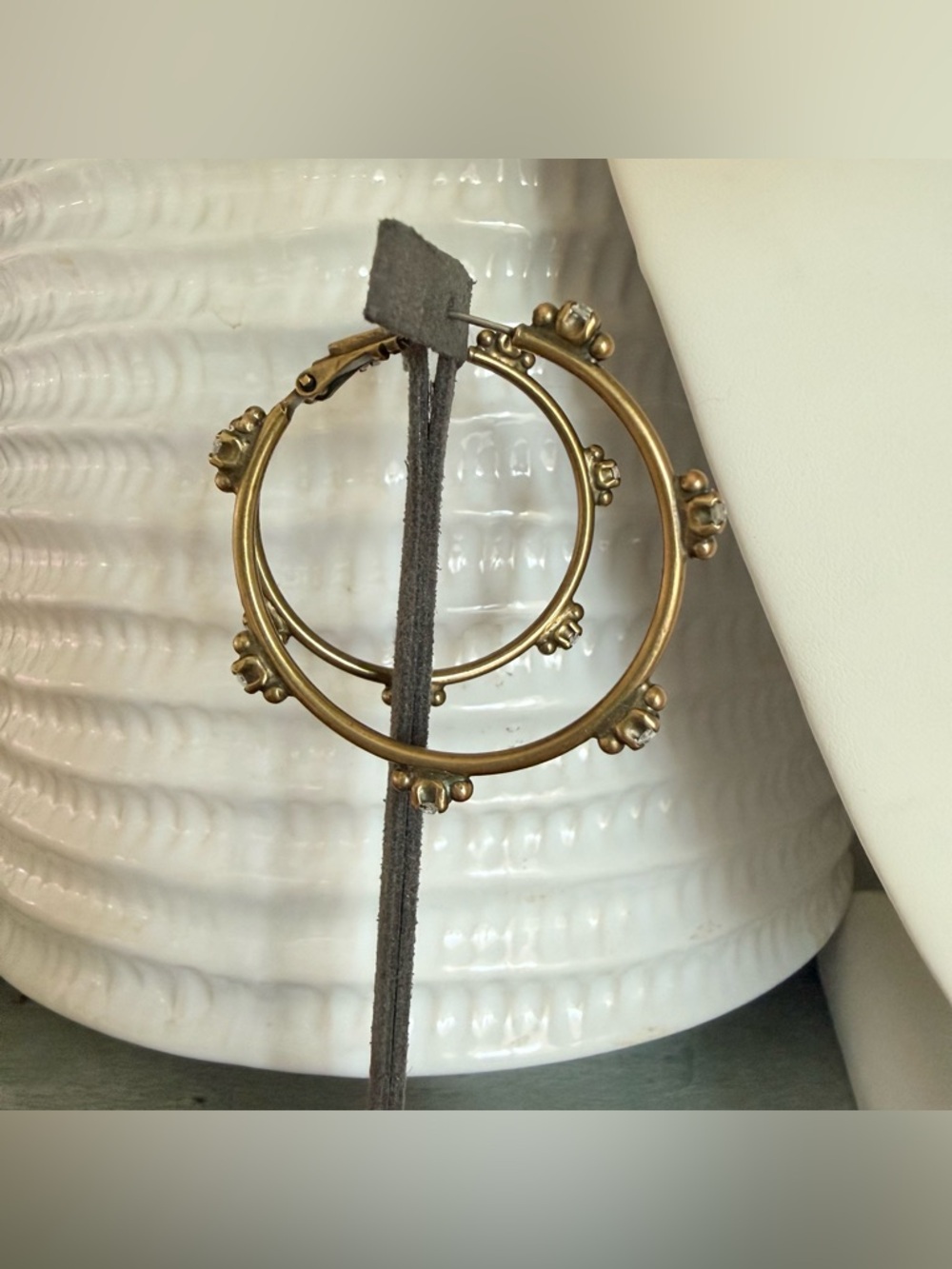Sorrelli Crystal Brass Tone Hoop Earrings - Picture 7 of 9